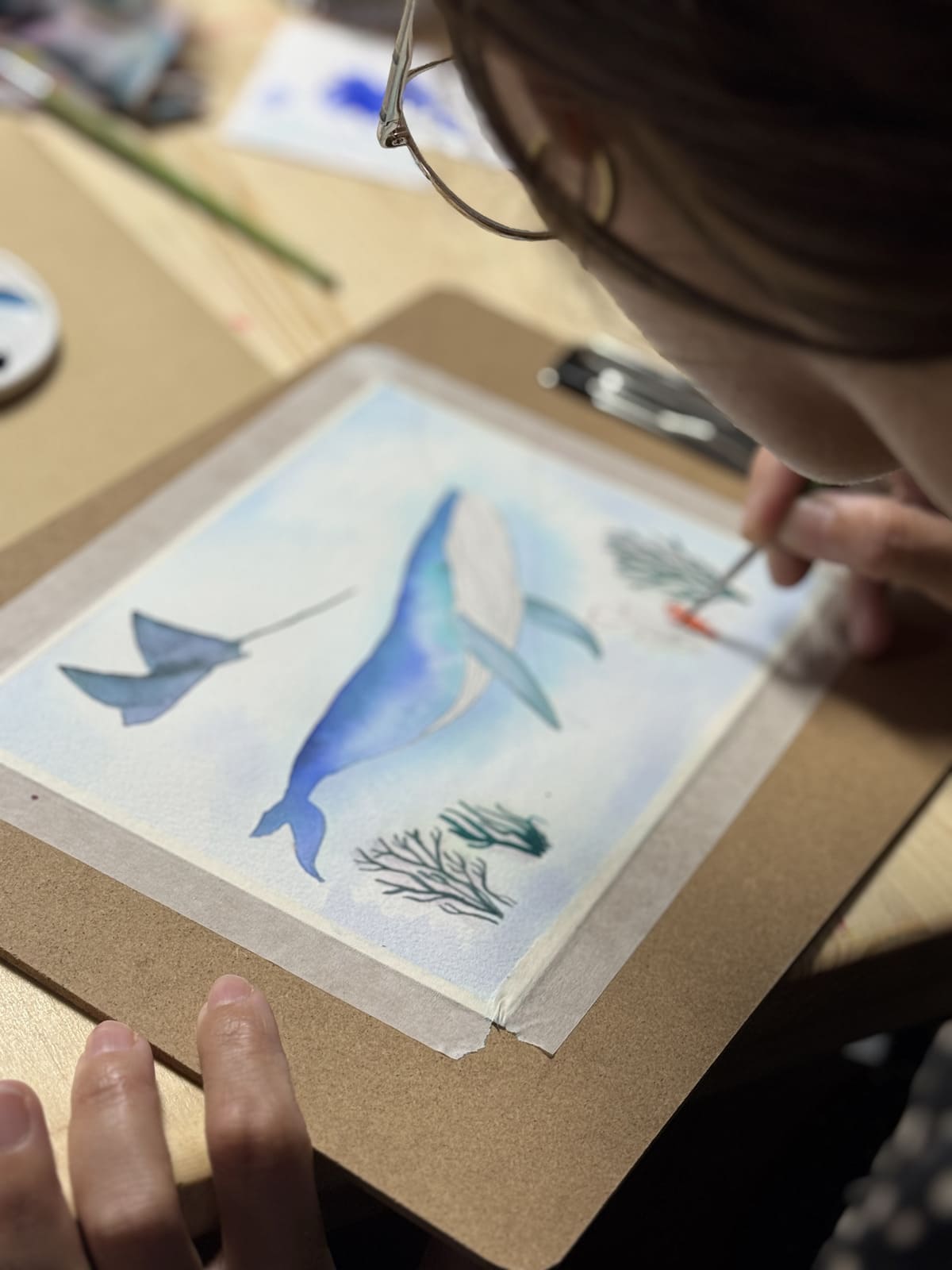 taller-pintar-acuarela-animales-marinos-galacticos-sevilla-violeta-lujan-1