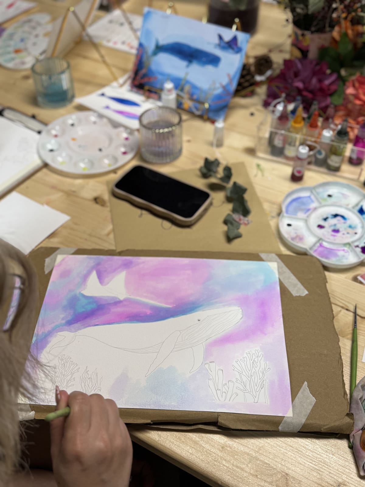 taller-pintar-acuarela-animales-marinos-galacticos-sevilla-violeta-lujan-5